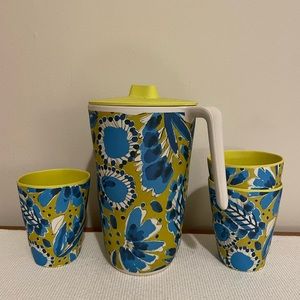 Vera Bradley Bamboo Melamine Pitcher & Cups Set